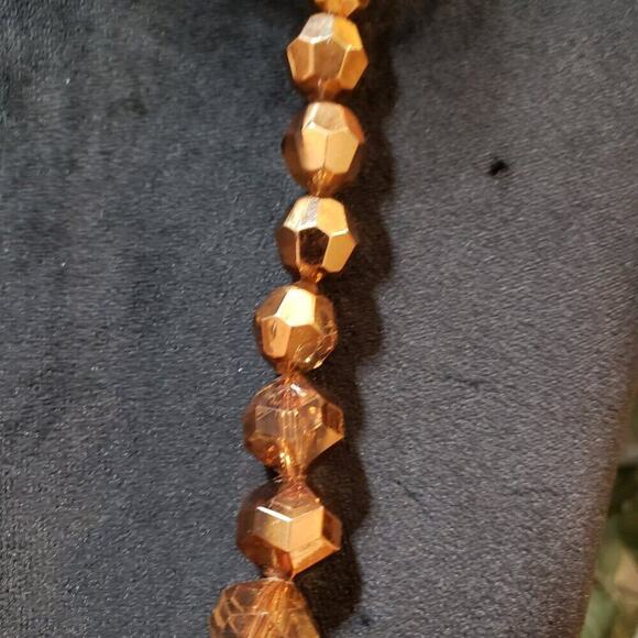 Mixit Womens Fashion Brown Crystel Beaded Long Rondelle Necklace Lobster Clasp - Picture 4 of 7